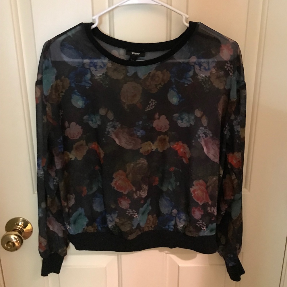 Mossimo Sheer Floral Sweatshirt Size Extra Small